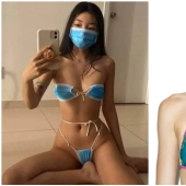 Bikini - "karankini": modelos de instagram vestidas con trajes de baño hechos de máscaras y suscriptores enojados con esto