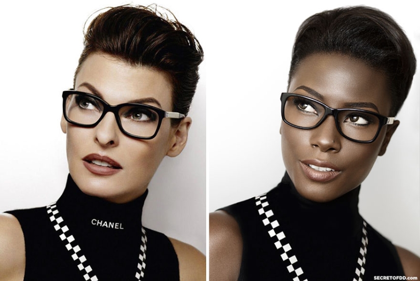 "Black Mirror": dark-skinned model recreates advertising shots of fashion brands