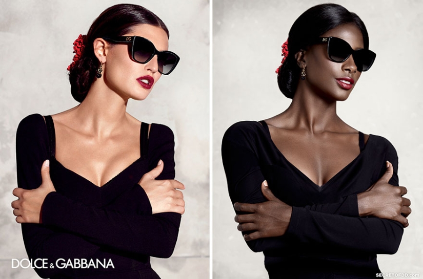 "Black Mirror": dark-skinned model recreates advertising shots of fashion brands