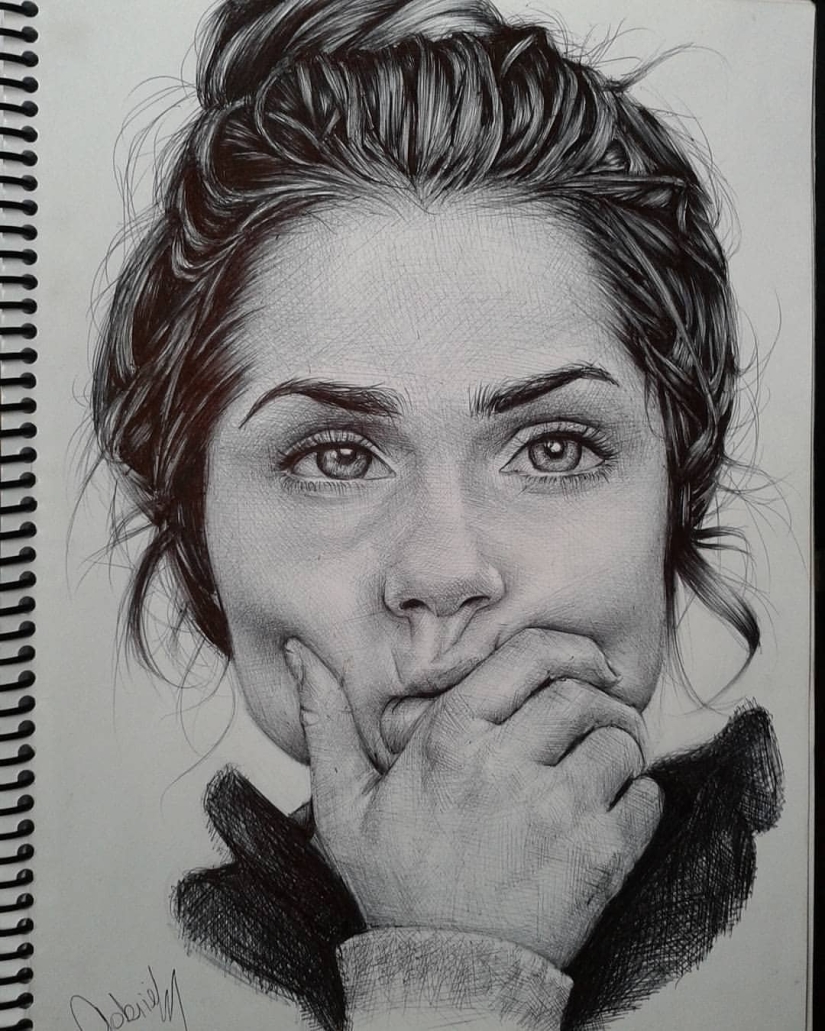 Brazilian artist creates incredibly realistic and emotional portraits in pen