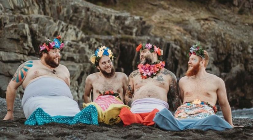 Brutal bearded men starred for the "brodoir" calendar in only mermaid tails