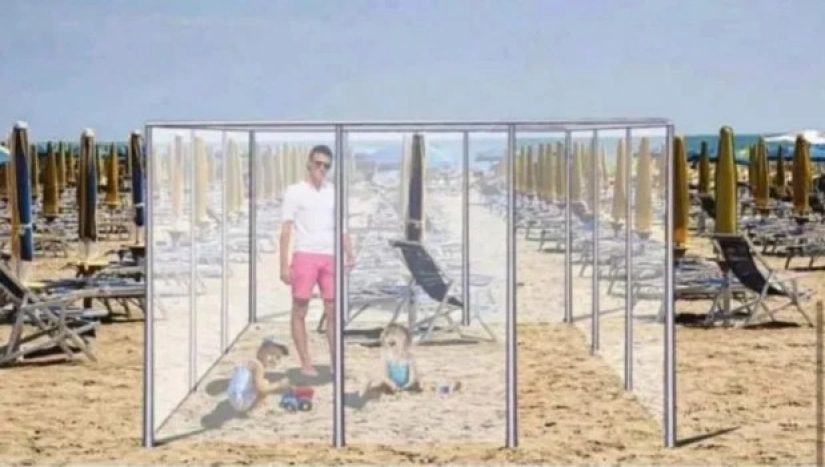 Caja de seguridad: las cajas de plexiglás se inventaron en Italia para las vacaciones en la playa durante la pandemia