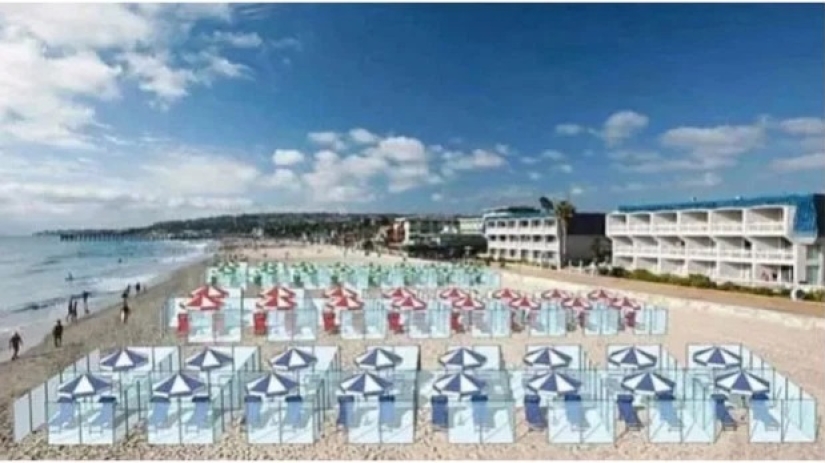 Caja de seguridad: las cajas de plexiglás se inventaron en Italia para las vacaciones en la playa durante la pandemia