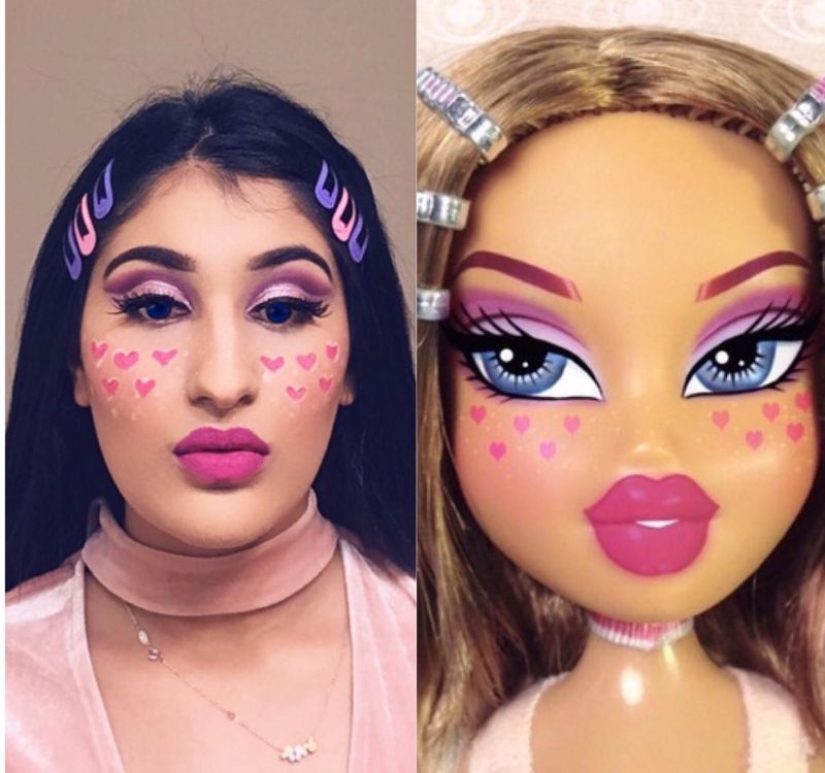 Cara de muñeca: los usuarios de las redes sociales se maquillan como muñecas Bratz