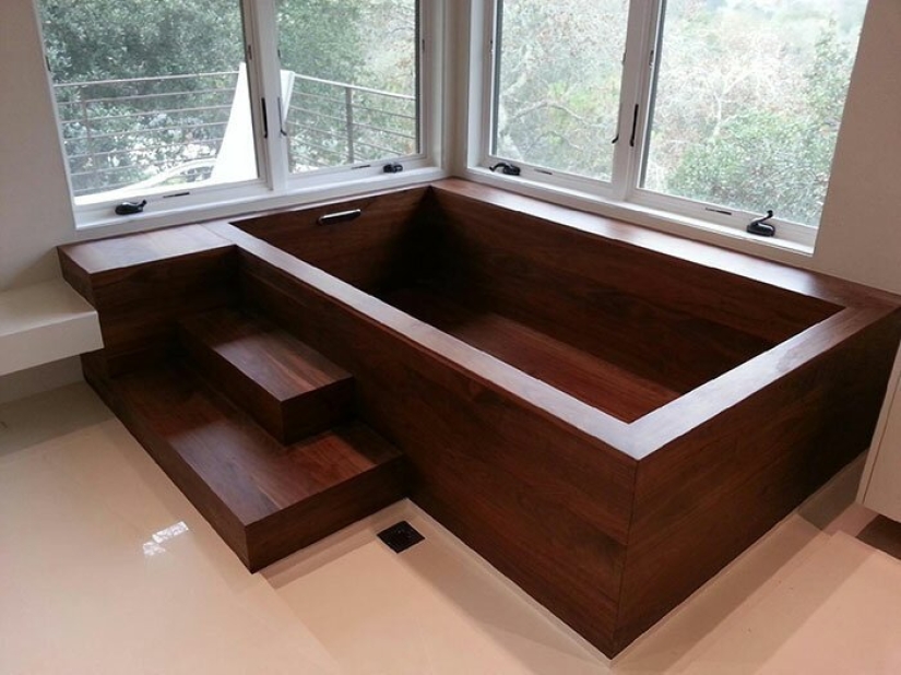 Carpintero-constructor naval crea impresionantes baños de madera
