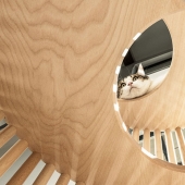 Casa para gatos de mármol y madera por medio millón de rublos