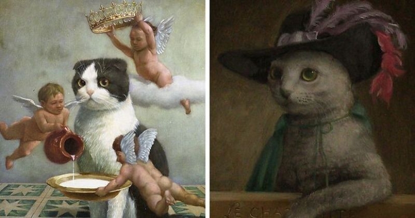 Cats are kings in the works of a talented Japanese artist, Tokujiro kawaii