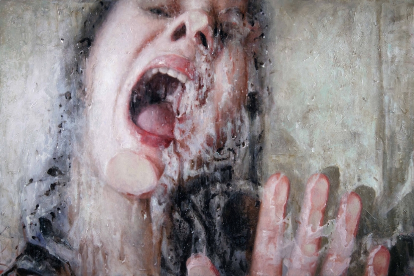 Chicas mojadas en pinturas sensuales de la artista Alissa Monks