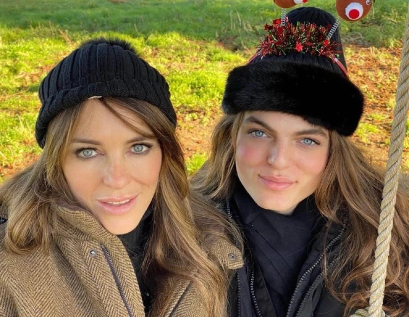 Christmas photo of Liz Hurley and her son has puzzled fans
