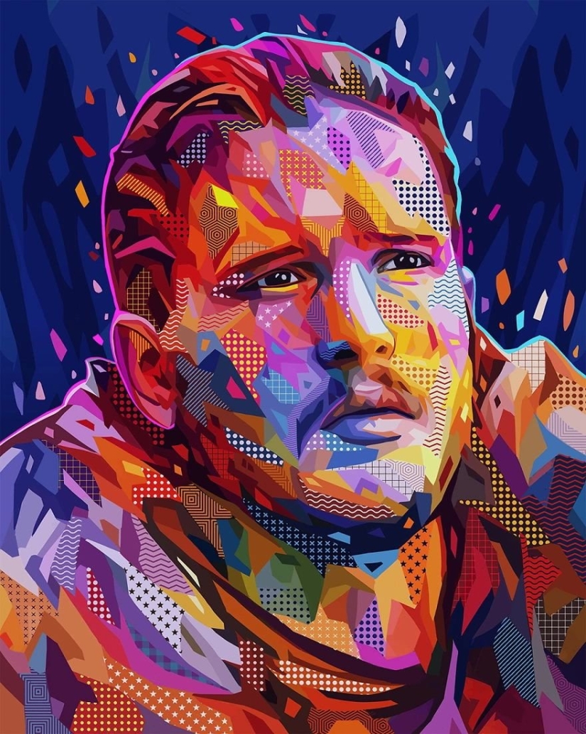 Colorful abstract portraits of stars in pop art style