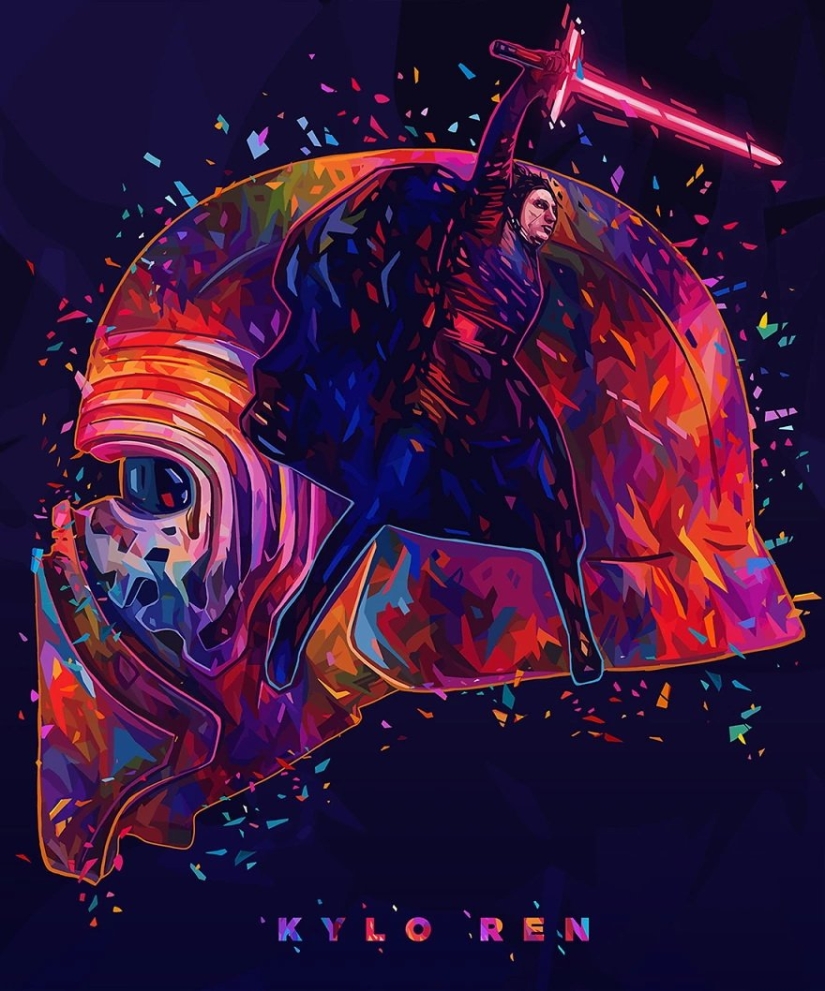 Colorful abstract portraits of stars in pop art style