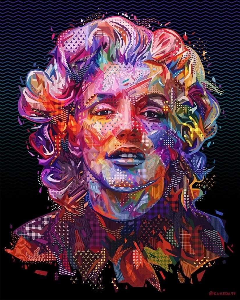 Colorful abstract portraits of stars in pop art style