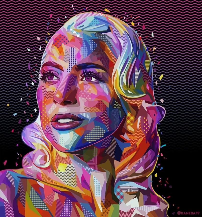 Colorful abstract portraits of stars in pop art style