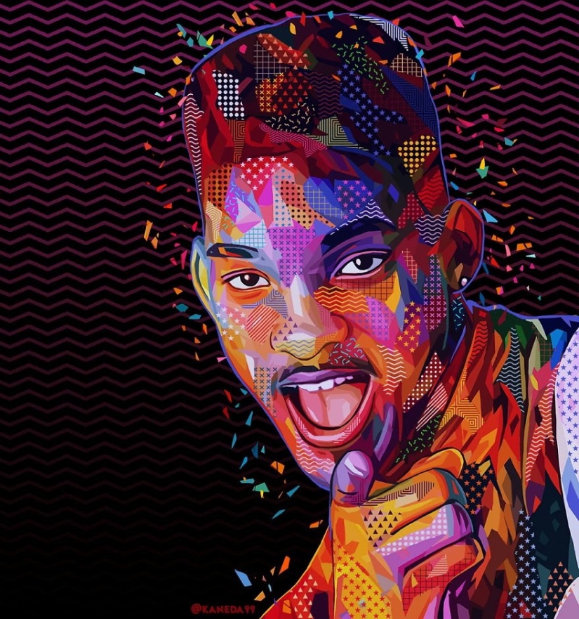 Colorful abstract portraits of stars in pop art style