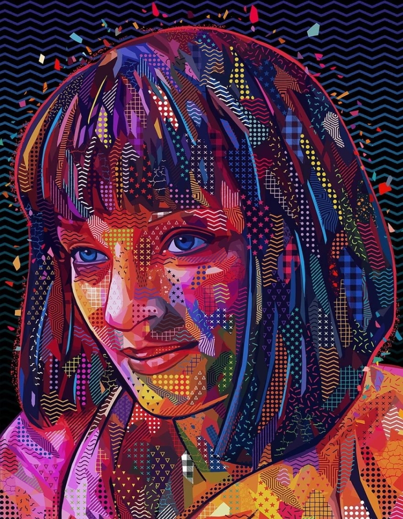 Colorful abstract portraits of stars in pop art style