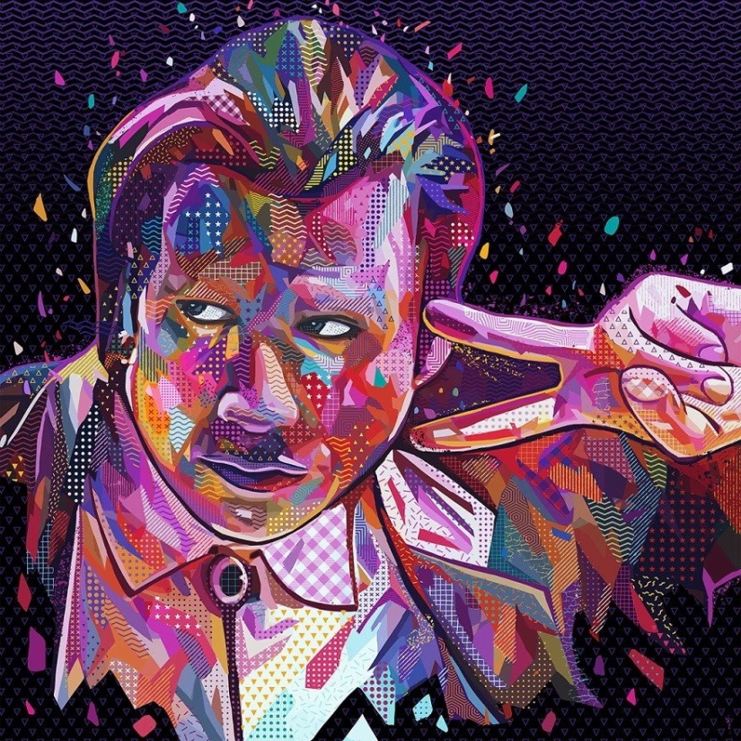 Colorful abstract portraits of stars in pop art style