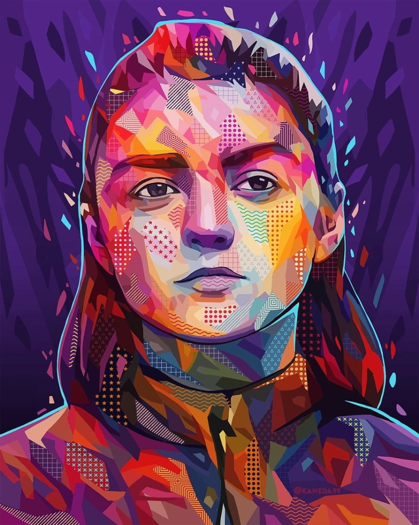 Colorful abstract portraits of stars in pop art style