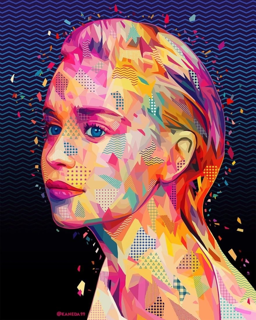 Colorful abstract portraits of stars in pop art style