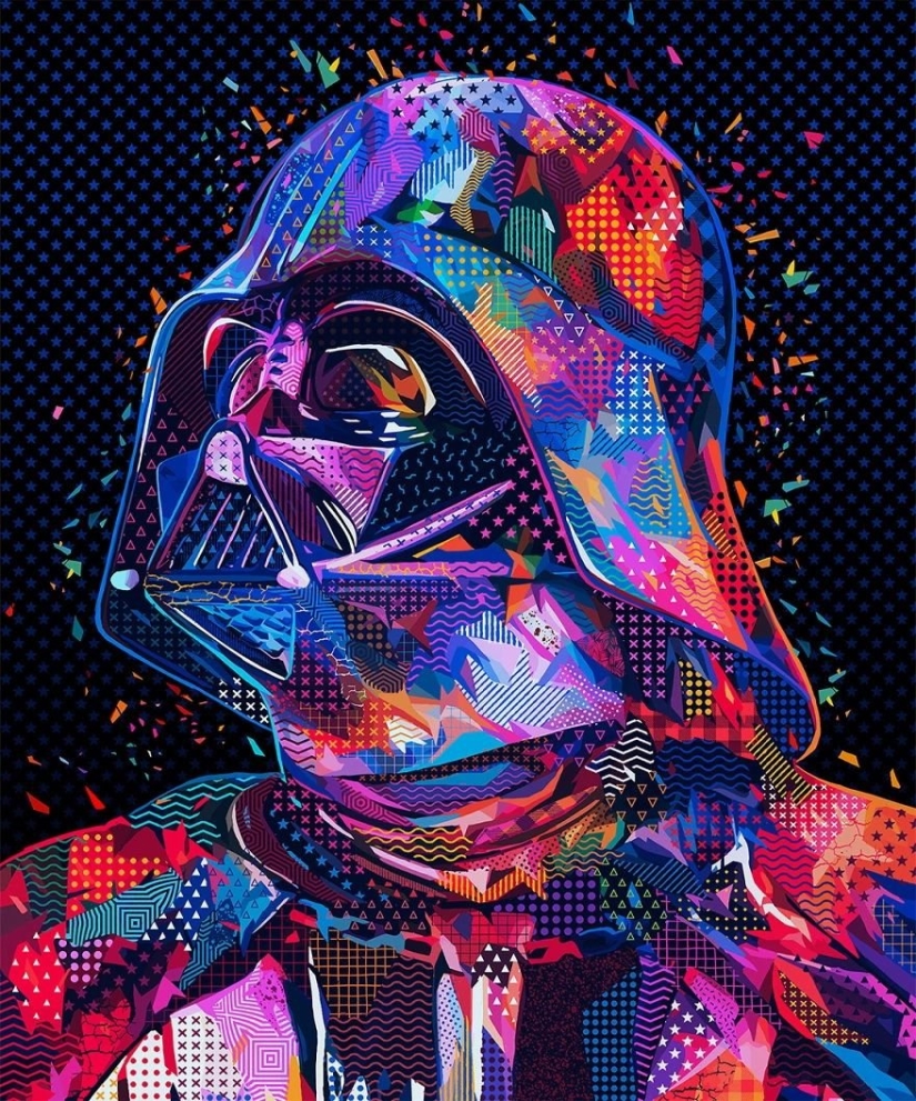 Colorful abstract portraits of stars in pop art style