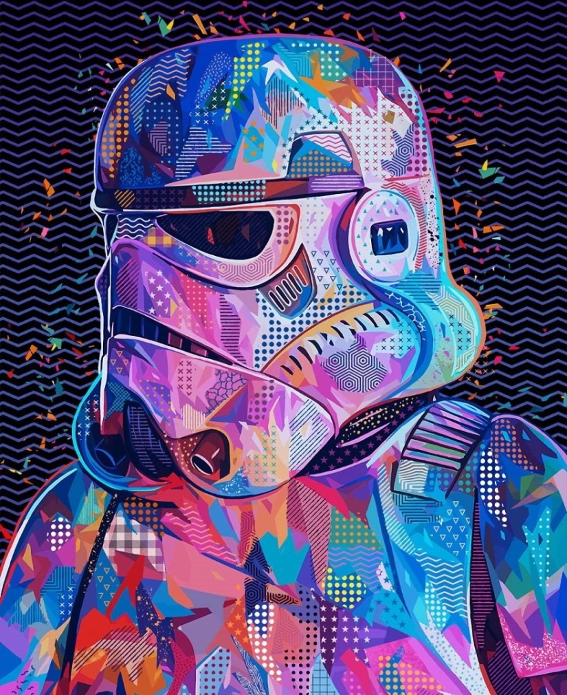 Colorful abstract portraits of stars in pop art style