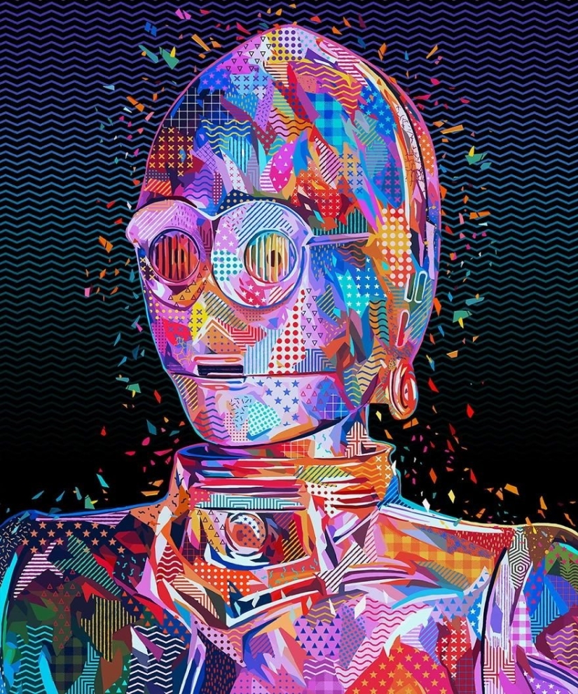 Colorful abstract portraits of stars in pop art style