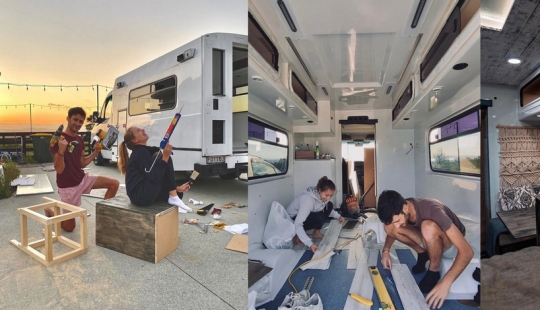 Couple turned an old ambulance into a chic home on wheels