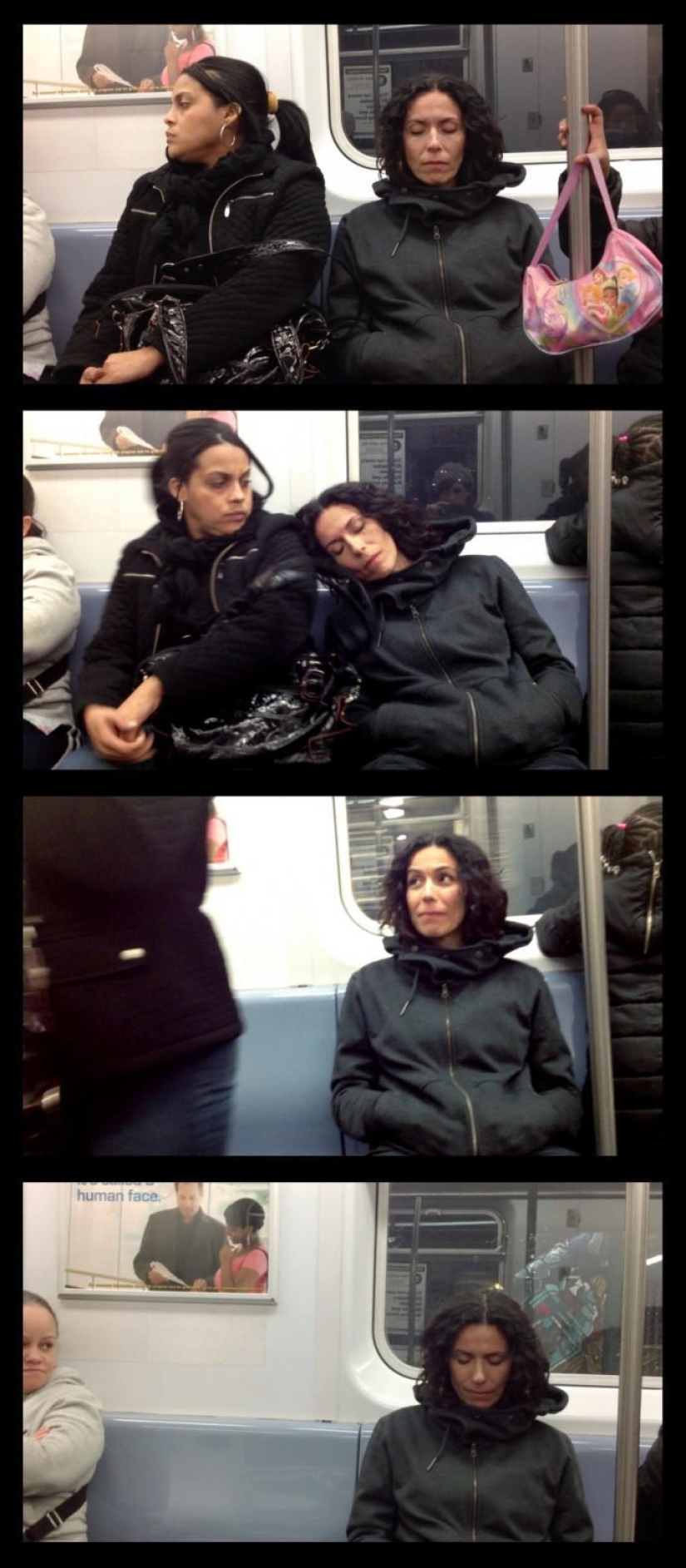 Curiosas fotos de pasajeros "dormidos" en el metro