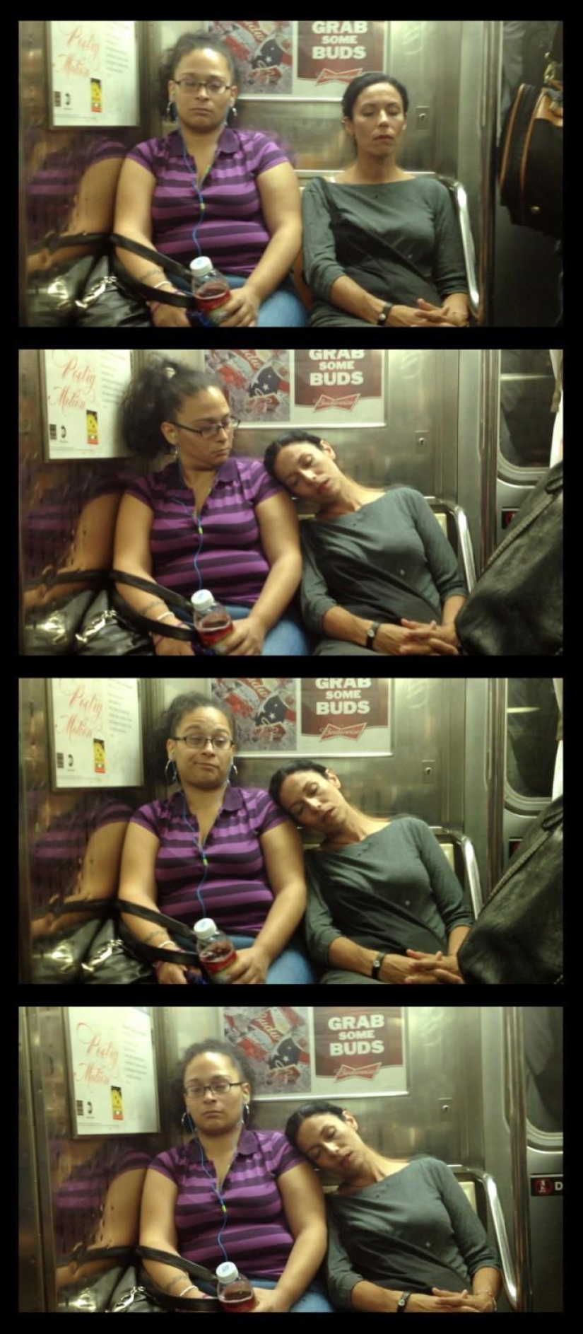 Curiosas fotos de pasajeros "dormidos" en el metro