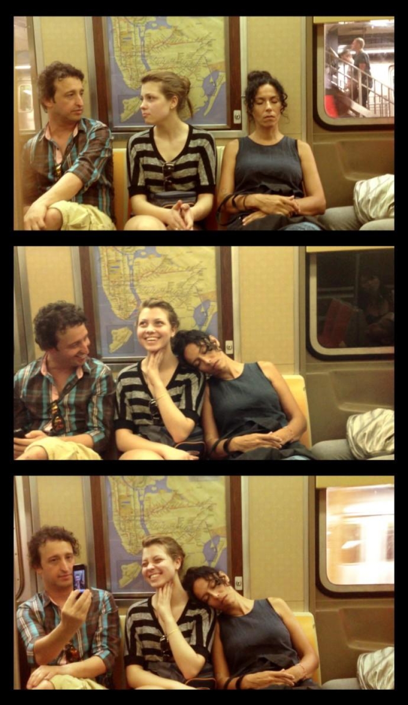 Curious photos of "sleeping" passengers in the subway