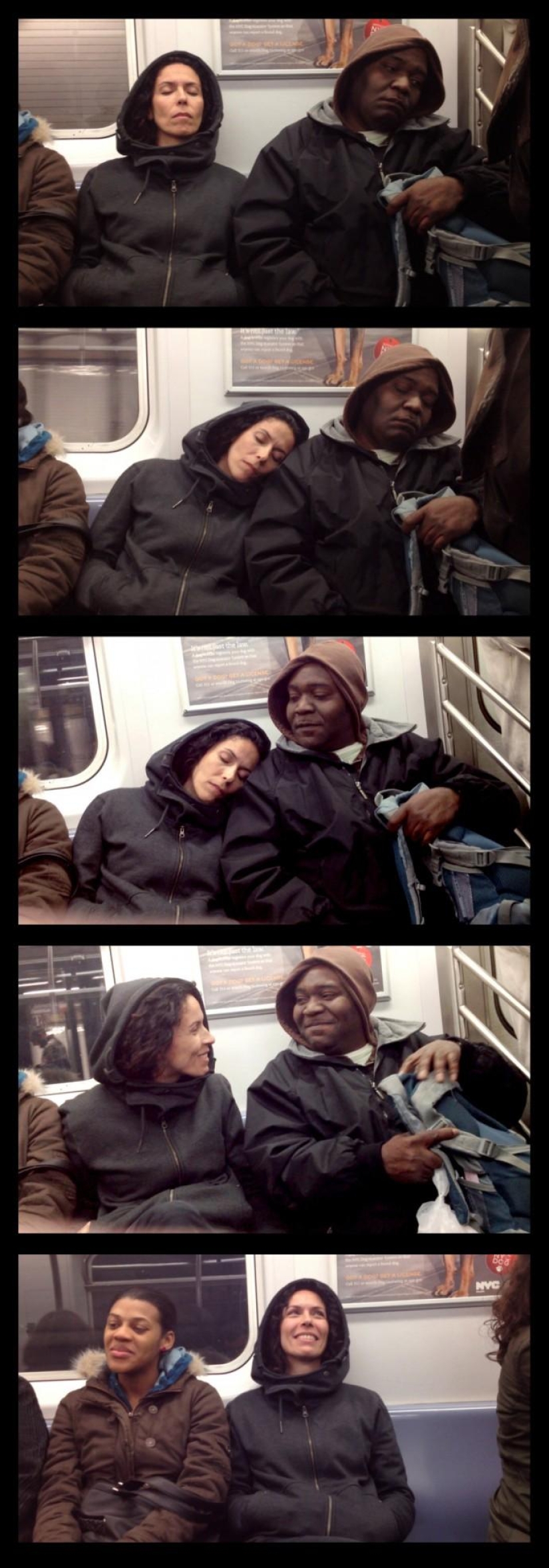 Curious photos of "sleeping" passengers in the subway