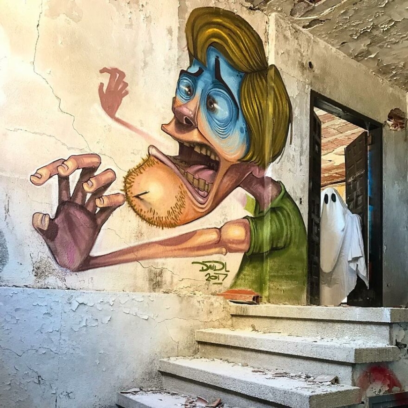 David Lozano's Toothy Monsters Inscribed in Abandoned Interiors