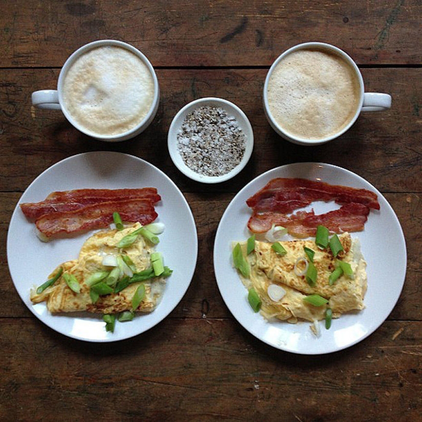 Desayunos simétricos en Instagram