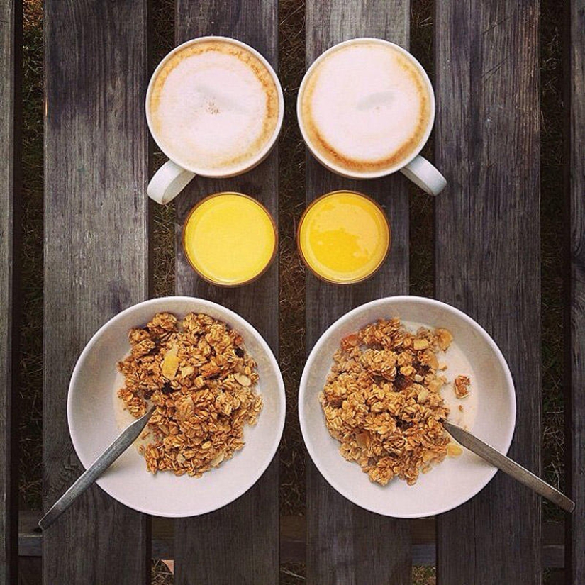 Desayunos simétricos en Instagram