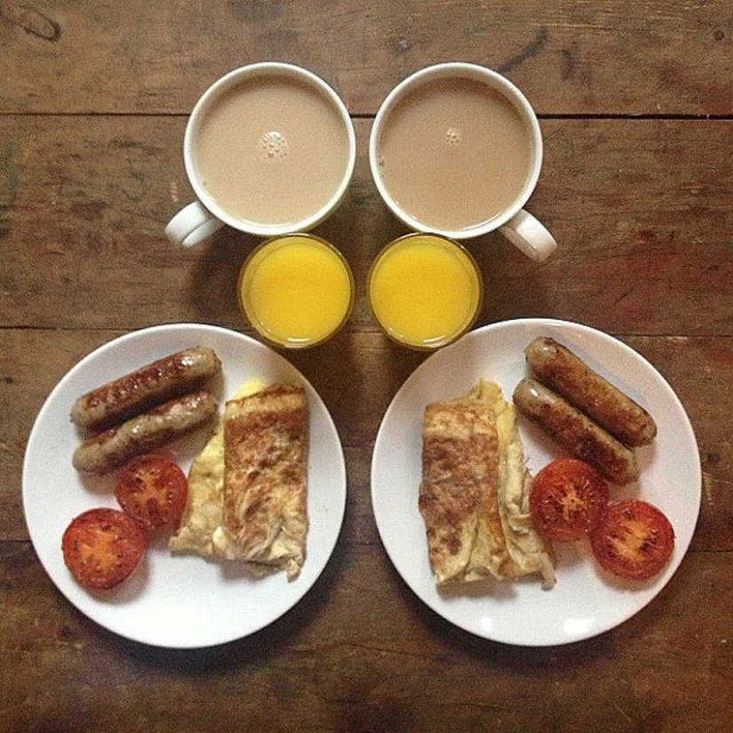 Desayunos simétricos en Instagram