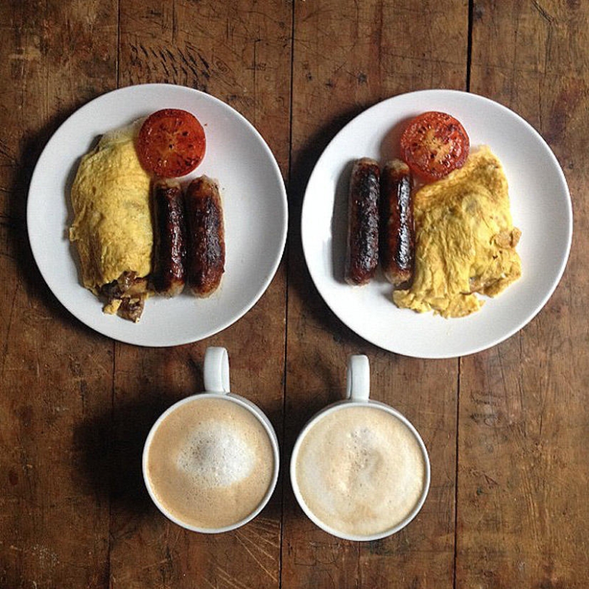 Desayunos simétricos en Instagram