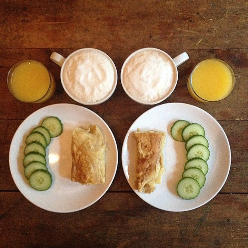 Desayunos simétricos en Instagram