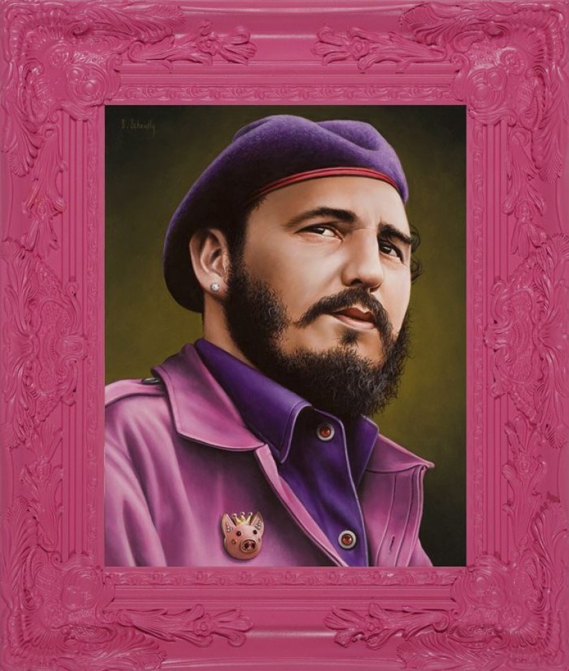 Dictators with pink glasses: mocking caricatures of famous politicians