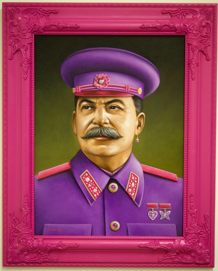 Dictators with pink glasses: mocking caricatures of famous politicians