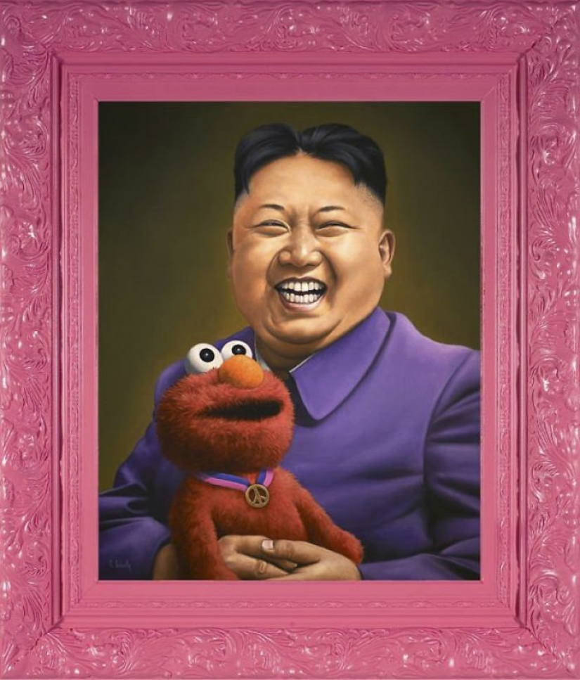 Dictators with pink glasses: mocking caricatures of famous politicians