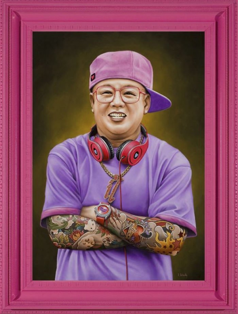 Dictators with pink glasses: mocking caricatures of famous politicians