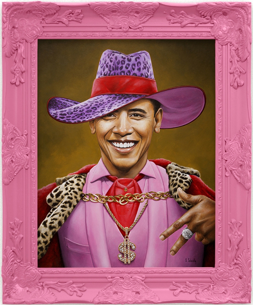 Dictators with pink glasses: mocking caricatures of famous politicians