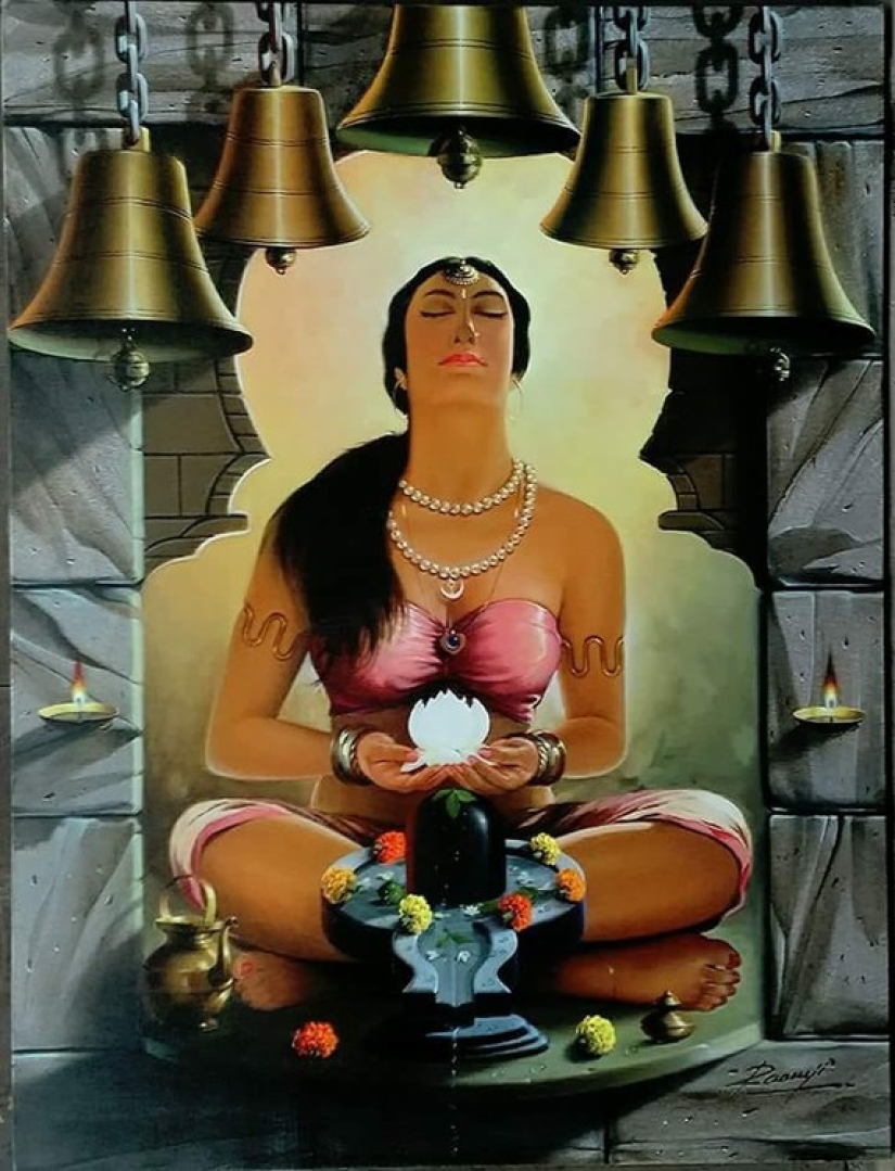 Dioses, personas y épocas en las pinturas del artista Vishal Gurjal