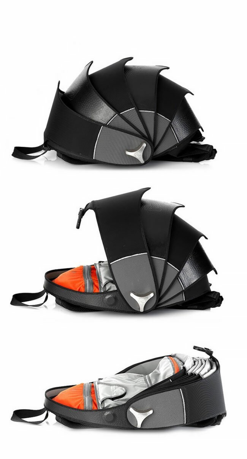 Diseñadores de Colombia han creado una mochila-caparazón de neumáticos viejos
