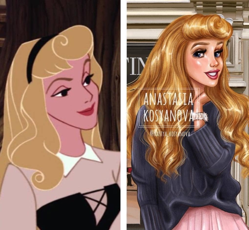 Disney princesses dressed in a modern way