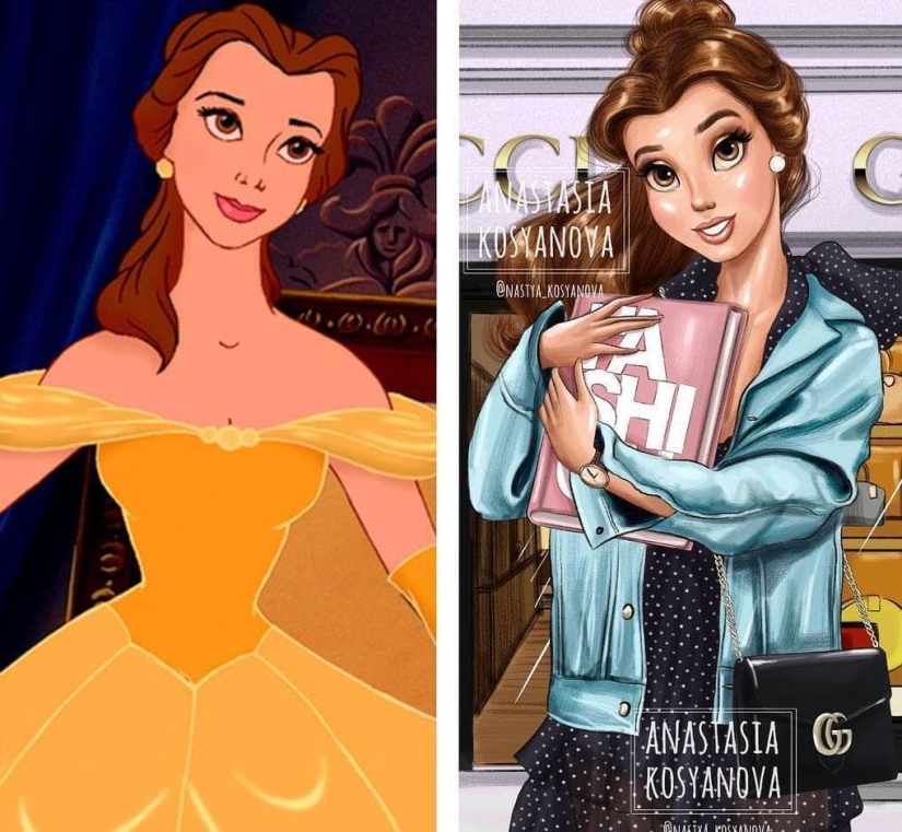 Disney princesses dressed in a modern way