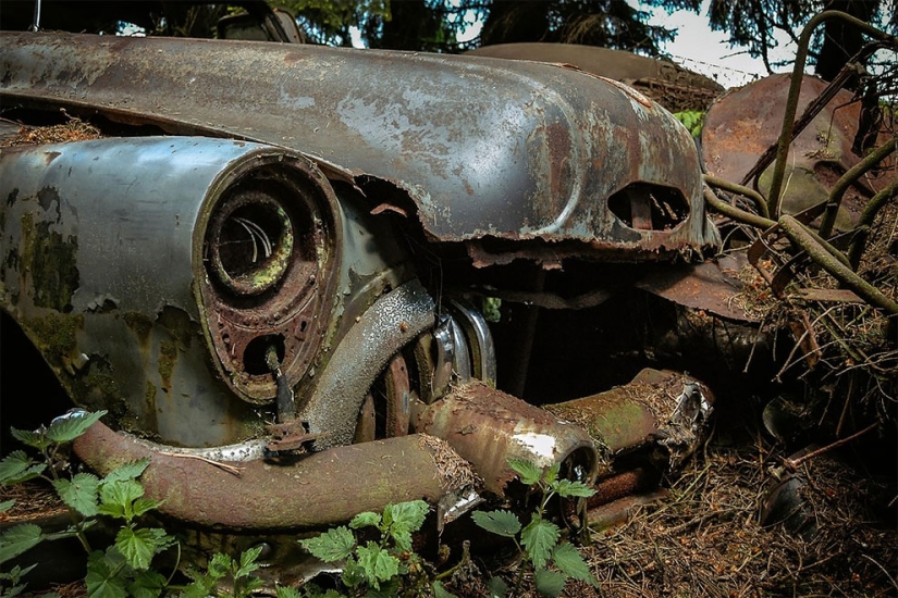 El alemán pasó diez años buscando por toda Europa cementerios de coches viejos,desde tractores hasta Mercedes