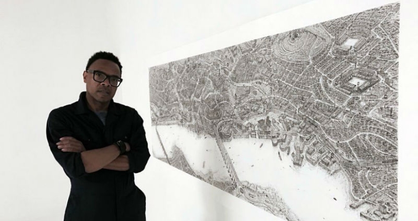 El artista decidió dibujar a mano las 69 ciudades del Reino Unido, y puede llevar 17 años