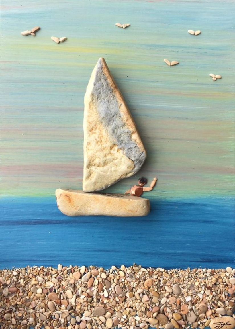 El artista hace pinturas increíblemente realistas a partir de piedras encontradas en la playa