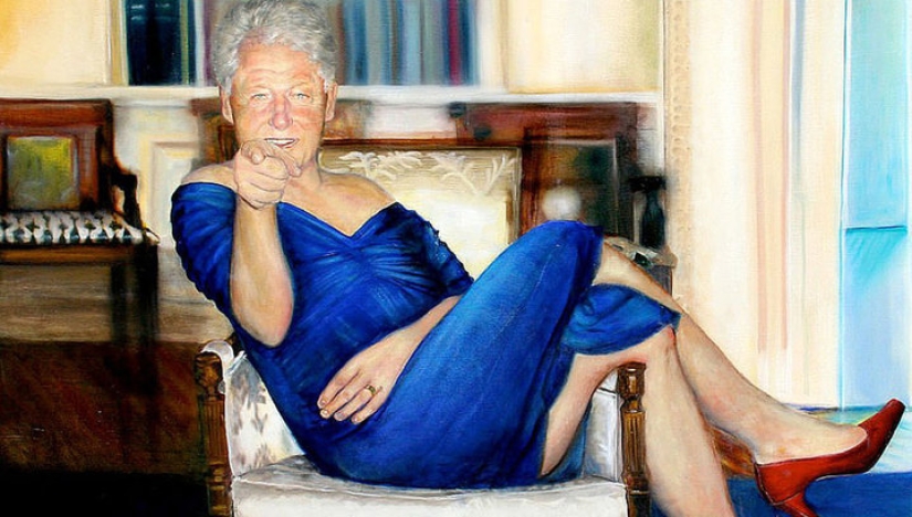 El multimillonario pedófilo Jeffrey Epstein mantuvo un retrato picante de Clinton en casa