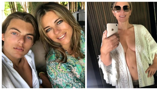 Elizabeth Hurley's 15-year-old son takes candid pictures of his 52-year-old mother